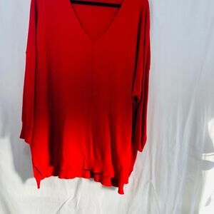 Est. 1946 Women's Sweater V Neck 3/4 Sleeve Pullover Knit Red Plus Size 22/24W